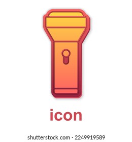 Gold Flashlight icon isolated on white background.  Vector