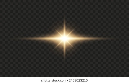 Gold flashlight and light sparkles vector illustration