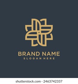 Gold flat abstract logo template