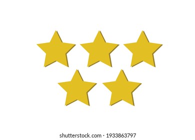 Gold flat icon of five stars. Vector illustration.