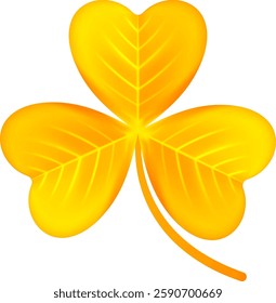 Gold Flat shamrock icons set. Clover three and four leaves logo. Green floral symbol. St Patrick Day decoration for greeting card. Irish tradition motif, ornament element. Vector illustration EPS 10.