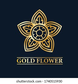 Gold flawer logo vector design.