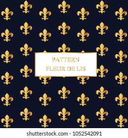 Gold Fleur De Lis pattern on dark blue background.