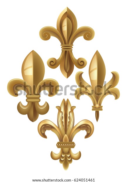 Gold Fleur De Lys Vector Stock Vector (Royalty Free) 624051461