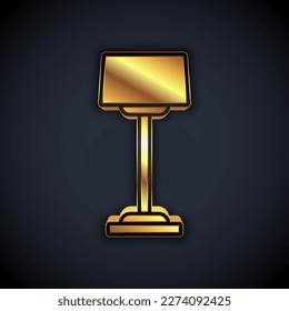 Gold Floor lamp icon isolated on black background.  Vector