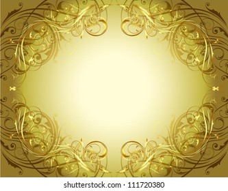 Gold floral background frame