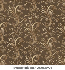 Gold floral background. Seamless pattern for decoration. Ornate pattern with flowers. Vector illustration