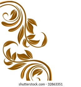 gold floral border, swirl flower