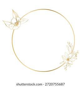 Borde de oro floral del marco del círculo del Vector para el diseño redondo de la boda
