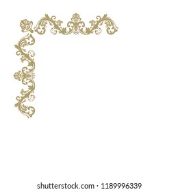 gold floral corner, damask pattern 