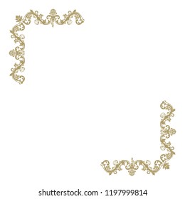 gold floral corners, damask pattern