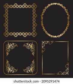 gold floral decorative frames - vector