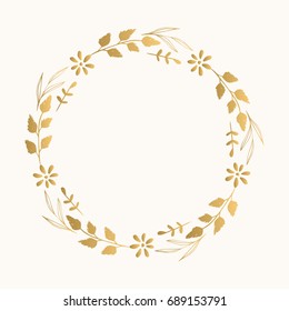 Gold floral fancy frame. Vector. Isolated.