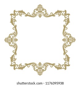 gold floral frame, damask 