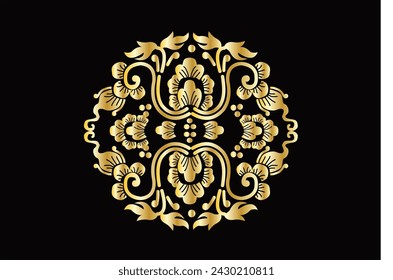 The gold floral motif is a typical Indonesian Balinese floral motif, exclusive and classic, suitable for various purposes. EPS VECTOR 10