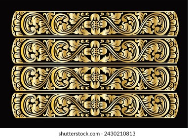 The gold floral motif is a typical Indonesian Balinese floral motif, exclusive and classic, suitable for various purposes. EPS VECTOR 10