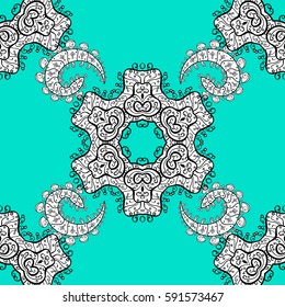 Gold floral ornament in baroque style. Damask background. Golden element on a blue background. Golden floral seamless pattern.