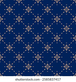 Gold Floral Ornament Seamless Pattern on Dark Navy Background,Elegant Vintage Design for Luxury Decorative Crafts, Textile Prints, Wallpaper, and Premium Artistic Projects