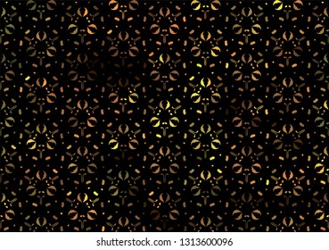 Gold floral pattern on black background with golden ribbon and place for your text. EPS10 transparency and blend mode used