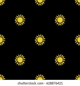 Gold floral pattern on black background. Seamless flower design. Black yellow aesthetic. Great for fabric, scrapbooking and textile.  Vector.
