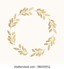 Gold floral round frame. Vector. Isolated.