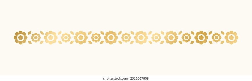 Gold floral separators border, text dividers. Line borders botanical luxury design element.
