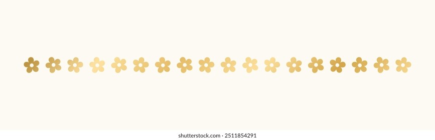 Gold floral separators border, text dividers. Line borders botanical luxury design element.