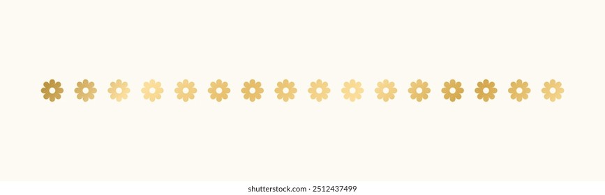 Gold floral separators border, text dividers. Line borders botanical luxury design element.