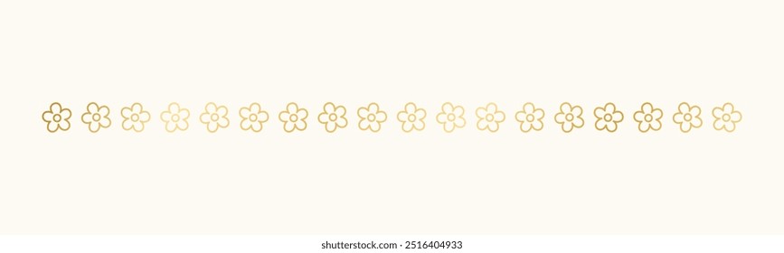 Separadores florales dorados, separadores de texto. Borde de línea elemento de diseño de lujo botánico.