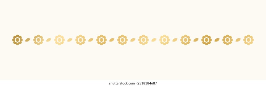 Gold floral separators border, text dividers. Line borders botanical luxury design element.