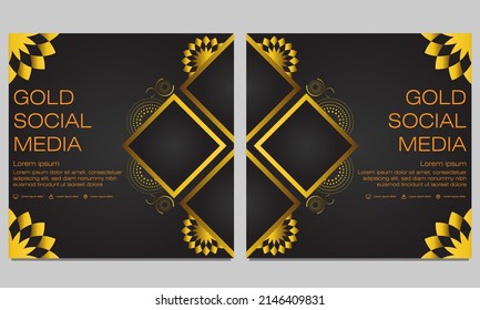 gold floral social media post template design
