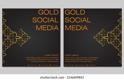 gold floral social media post template design
