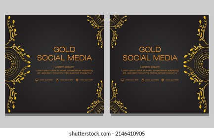 gold floral social media post template design
