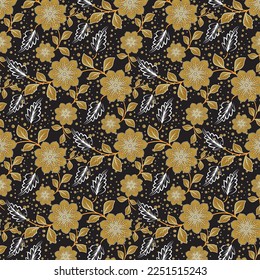 Gold Floral Textile Pattern and Floral Textile Pattern Design