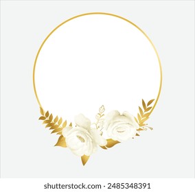 Gold Floral Vector Ring. Illustrator and designer. Wedding Invites, save the date, Birthday Invites, Video Invites, E-Cards.