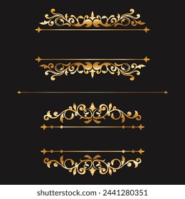 Gold floral vintage border. Luxury gold floral ornament frame