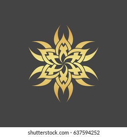 Gold flower. Abstract decorative element.