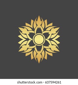 Gold flower. Abstract decorative element.