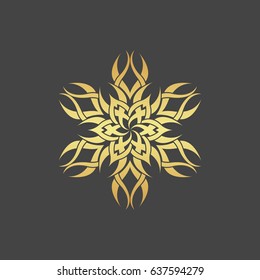 Gold flower. Abstract decorative element. 