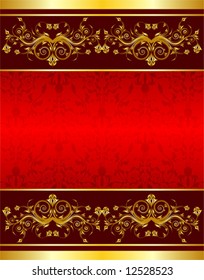 Gold flower background with frame, element for design, vector illustration