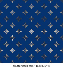 Gold flower with blue background. Elegant luxury brown tone design for wallpapers, backdrops and page fill. Seamless vector pattern. Vector texture