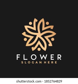 Gold Flower Creative logo Design vector illustration