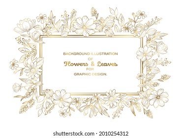 Gold flower decoration design frame