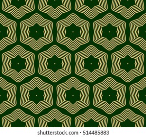 gold flower geometry pattern. green background. vector illustration.