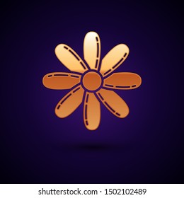 Gold Flower icon isolated on dark blue background. Sweet natural food.  Vector Illustration