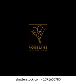 gold flower line beauty premium simple logo template vector icon element