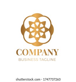 Gold Flower Logo Design Vector