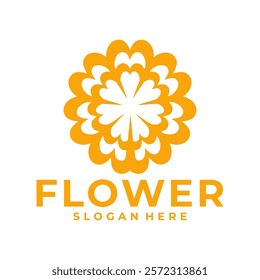 Gold flower logo template design, Flower emblem, symbol or icon