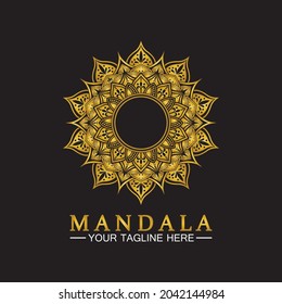 Flor de oro Mandala Vector ilustración plantilla.plantilla para retiro espiritual o estudio de yoga,Tarjetas de visita ornamentales,lujo vintage, decoración ornamental