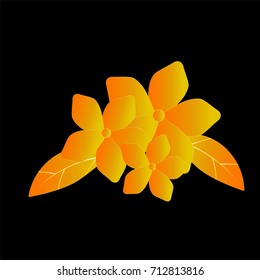 Gold flower on black background